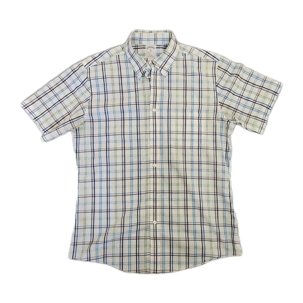 Brooks Brothers REGENT Fit Men's Button up 1818 100% Cotton M Checked Non-iron